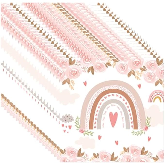 40 X RAINBOW FLOWER PATTERN NAPKINS IDEAL FOR BABY SHOWER BIRTHDAY GIRLS CHILDREN DISPOSABLE PAPER NAPKINS - Image 1